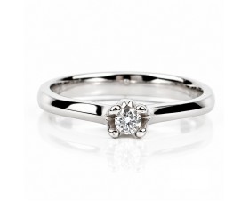 18К Бяло Злато Годежен Пръстен с Диамант   Bloom Jewellery